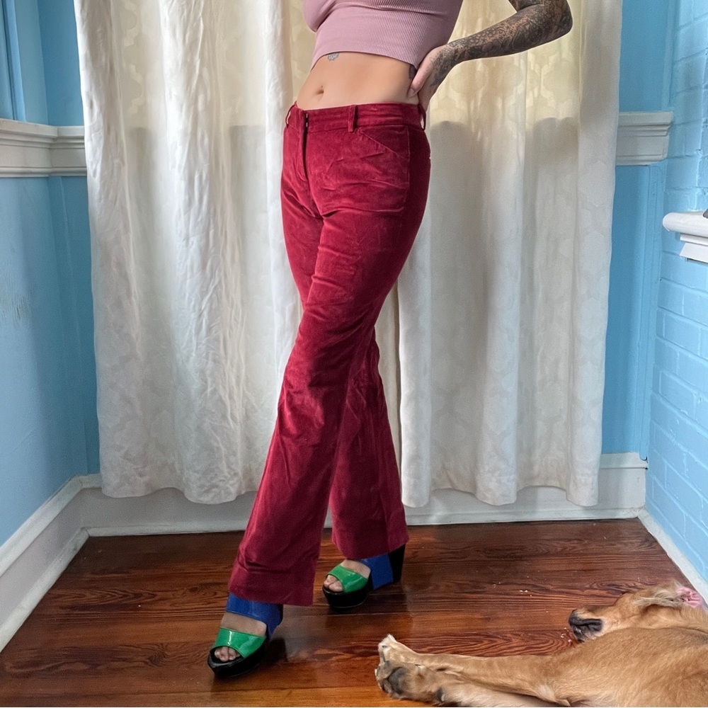 body by victoria victoria’s secret ‘the christie fit’ red velvet flare trousers